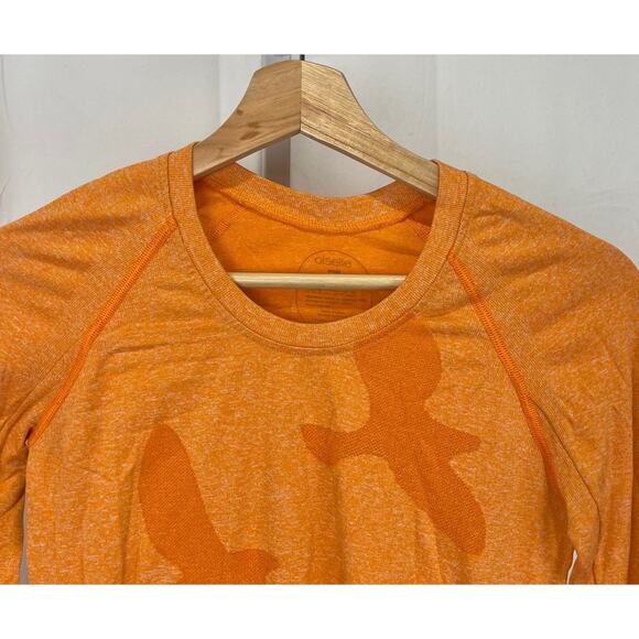 OISELLE Altitude Bird Long Sleeve Top Crew Neck Pullover Stretch Orange Size S - Picture 4 of 8